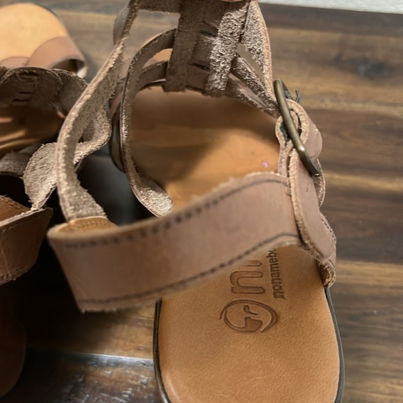 NNB sblock heel tan brown strappy leather platform shoes size 7 - Picture 7 of 16